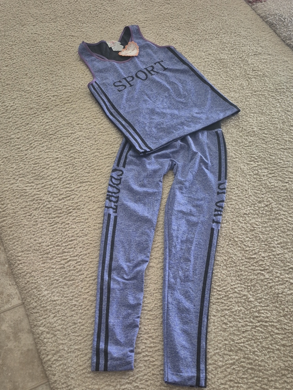 F&F Blue SPORT Active Tank & Leggings Set